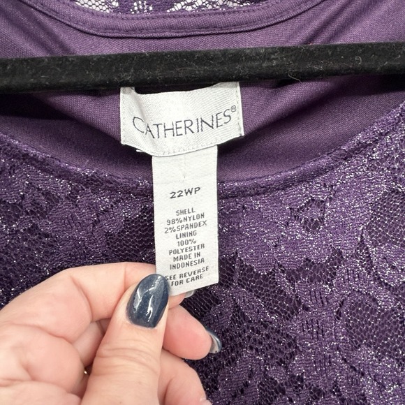 Catherines Lace Tank and Duster Set Size 22WP Purple Mature Feminine Romantic - Picture 5 of 16